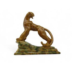 ROYAL HAEGER Ceramic Tiger Leopard Figurine USA Vintage 11"